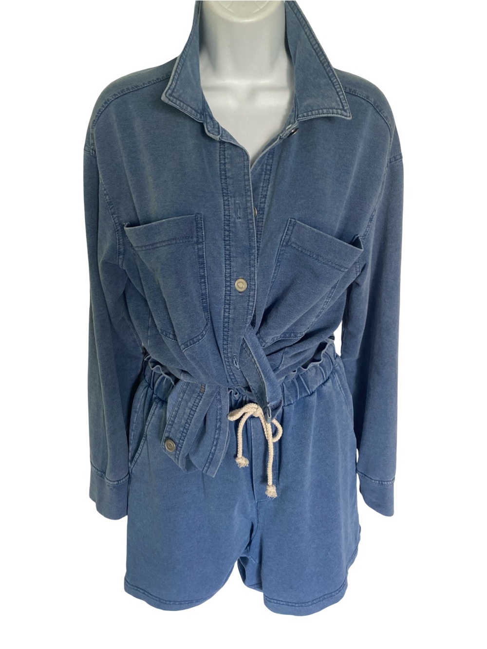 Jane &  Delancey Blue Denim shirt    with Drawstring Waist Shorts - S denim NWT